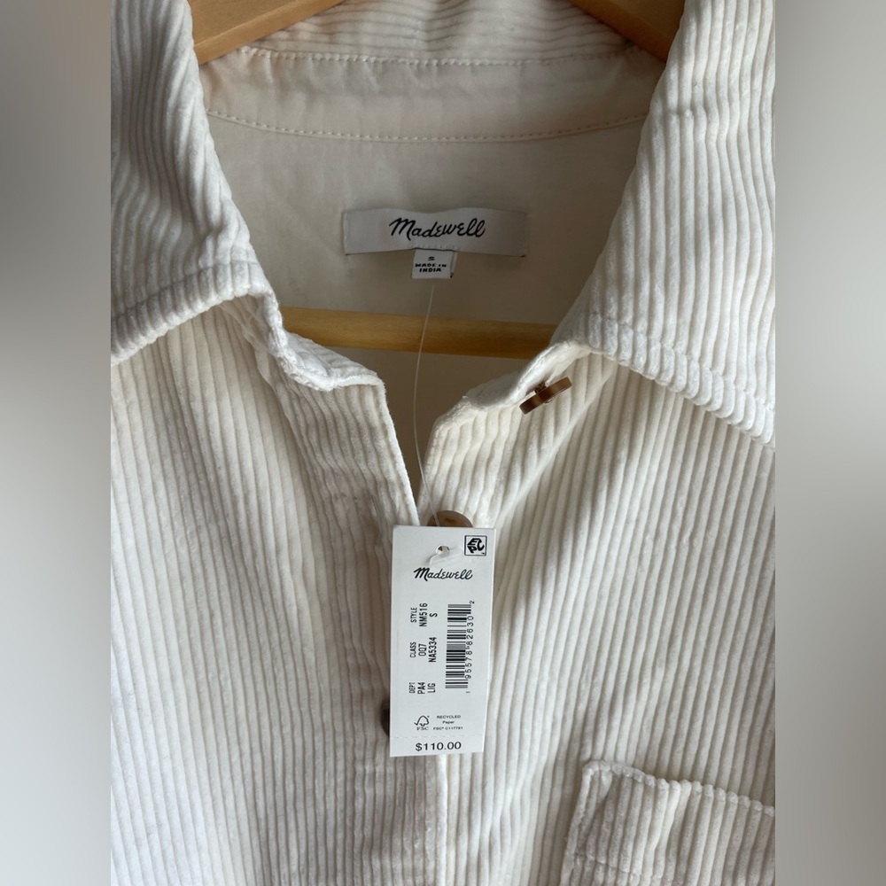 New Madewell Corduroy Easy Mini Shirtdress Lighthouse Size SMALL Women - Picture 10 of 12